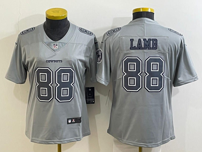 Women's Dallas Cowboys #88 CeeDee Lamb Grey Atmosphere Fashion Stitched Jersey(Run Small)